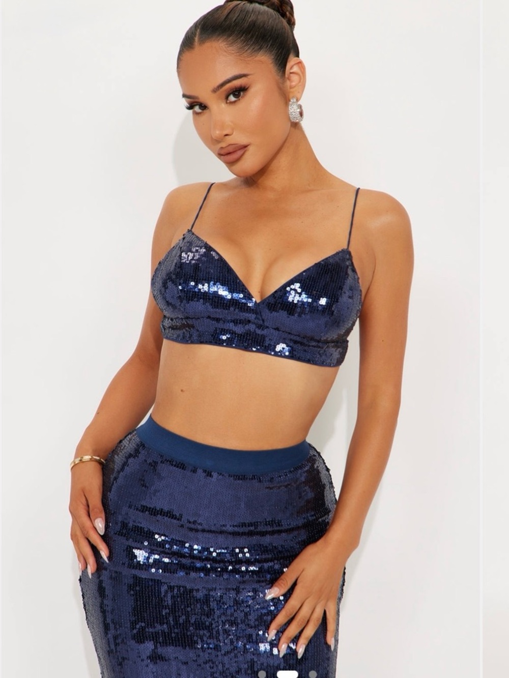 Fashion Nova Navy Sequin Bralette